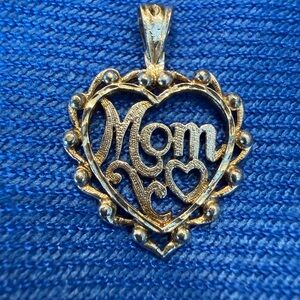 Vintage 925 Silver Heart 'Mom' Pendant